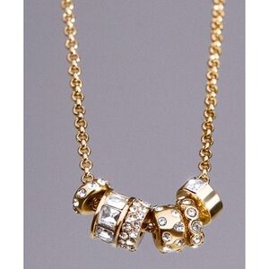 Six Golden Rings Necklace with Swarovski Crystals and 18k gold plated BNIB